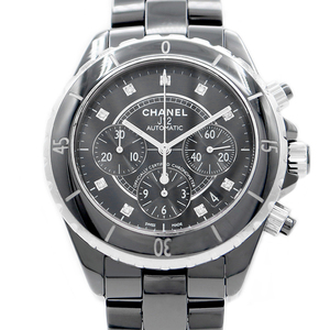 CHANEL シャネル J12 クロノグラフ H2419 9Pダイヤ 純正ダイヤモンド 200m防水 黒 ブラック CE セラミック メンズ 自動巻き