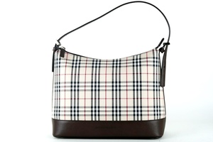 【新品同様・未使用】BURBERRY バーバリー ノバチェック ワンショルダーバッグ ベージュ系×ブラウン系【JK85】