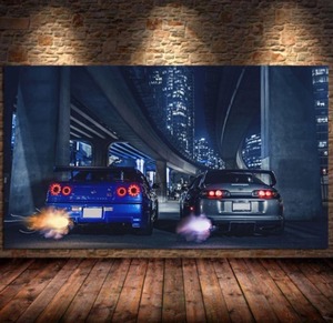 ★☆【大人気!!激安!!】スカイライン R34 GTR スープラ ポスター キャンバス 壁紙 絵画 フレームなし 40x80cm☆★