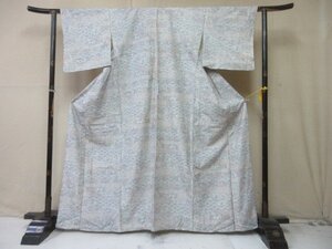 1円 良品 正絹 着物 小紋 縮緬 和装 和服 白 オリエンタル更紗 花唐草 おしゃれ 高級 単衣 身丈153cm 裄69cm【夢職】★★★