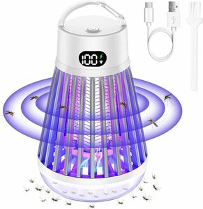 【未使用送料無料】Smalife 電撃殺虫器 充電式UVライト吸引+照明両用 捕虫器 2000mAh大容量2000mAh IP5X防水日本語説明書付き(ホワイト)