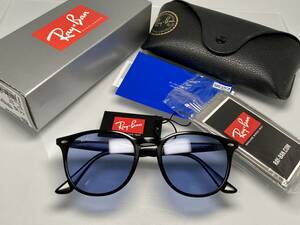 箱ケース付★RAY-BANレイバン RB4259-F 601/80 黒ブラック/ブルーレンズスモーク JPフィット サングラス ボストン 白ロゴ タグ冊子付