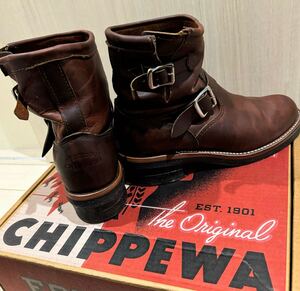 美品 CHIPPEWA 7inch ORIGINAL ENGINEER BOOTS 1901M53 チペワ 7インチ エンジニアブーツ ショートブーツ プレーントゥ 天然皮革 箱付