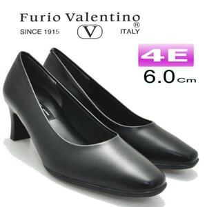 6451黒22.0cm/Furio Valentino/フリオバレンチノ/4E/ヒール6cm/フォーマルパンプス /リクルート/通勤/冠婚葬祭/