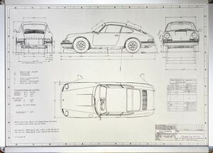 PORSCHE911SC coupe ナローポルシェ 901 設計図 製図 図面 紙焼き 青焼き プリント ポスター A1サイズ 594ｍｍ×841ｍｍ