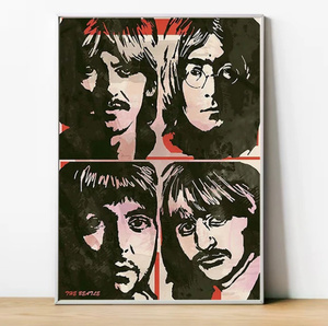  C3340 ビートルズ The Beatles ジョン・レノン ポール・マッカートニー キャンバスアートポスター 50×75cm イラスト 海外製 枠なし 