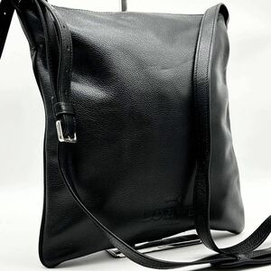 ●美品 ラージサイズ●LOEWE ロエベ ヘリテージ ショルダーバッグ メッセンジャー ビジネス 鞄 かばん A4可 本革 レザー 斜め掛け可 黒