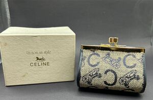 1円スタート CELINE セリーヌ Un nom un style 小銭入れ コインケース がま口 財布 馬車柄 マカダム キャンパス ブランド小物 レディース