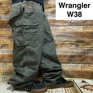 Wrangler ラングラー カーゴパンツ ペインターパンツ グリーン 緑 カーキ 古着 ワークパンツ w38 オーバーサイズ ダブルニー メンズ