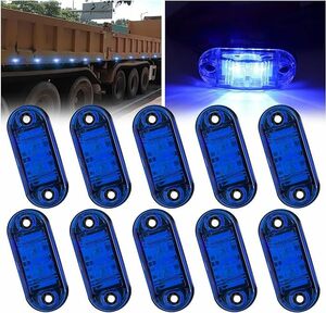 トラック用 サイド マーカー マーカーランプ led ２LED 車幅灯 路肩灯 リアサイドライト 高輝度 12V 24V 防水 10個セット ブルー