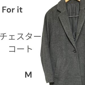 For it チェスターコート Ｍ ダークグレー ミドルコート ワンボタン