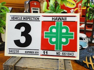 ハワイの車検バンパーステッカー　レプリカ　（3月）　アメリカ雑貨　アメリカン雑貨