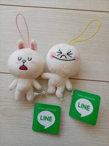 GLOBAL MESSENGER LINE コニー　ムーン　マスコット　紙タグ付き　景品用　ストラップ　2点セット　ぬいぐるみ　非売品　ライン