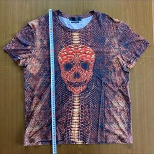 アレキサンダーマックイーン 蛇柄 スカル カットソー Tシャツ S Alexander McQUEEN snake SKULL パイソン python マックィーン Y2K