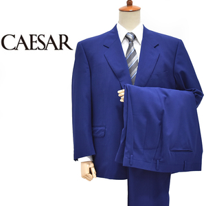 定価9万円 オーダー品 大賀社製 シーザー【CAESAR】清涼感抜群！サマーウール ビッグシルエット 2B セットアップスーツ 青 ゆったりL相当