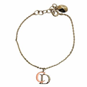 Dior ディオール ブレスレット バングル アクセサリー 小物 ロゴ メタル ラインストーン シルバー ピンク