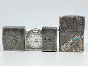 ★ Zippo ジッポ 2000年製 / 1995年製 ジッポー ライター 時計 2点セット ※本体のみ