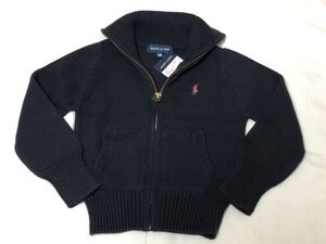 ★未使用 ラルフローレン Ralph Lauren ネイビー ニット ジップアップ ジャンパー カーディガン 100★