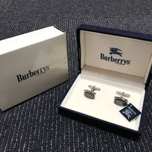 未使用品【バーバリー】本物 Burberrys カフス ロゴモチーフ シルバー925 カフスボタン カフリンクス 紳士 メンズ 日本製 ケース 送料520円