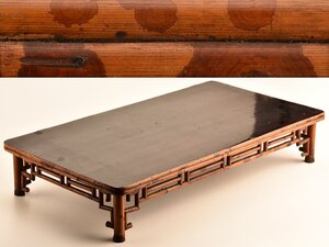 【流】古美術品 唐物 紅斑竹造平卓 幅66.5×35.5cm KZ838