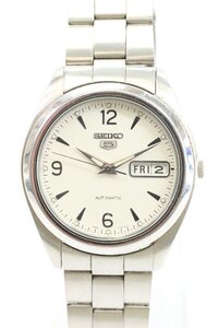 SEIKO 5 セイコー ファイブ 7S26-0060 自動巻き デイデイト 白文字盤 メンズ 腕時計 稼働品 3221-HA