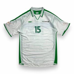 UMBRO アンブロ FUJIFILM 襟付き 半袖サッカーユニフォーム ホワイト×グリーン XL