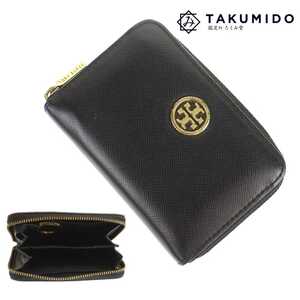 トリーバーチ TORY BURCH コインケース ブラック レザー ゴールド金具 ロゴ 小銭入れ 中古AB 277766