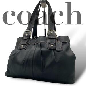 極美品 coach コーチ トートバッグ A4 レザー ブラック 黒色