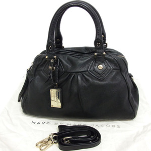 定価5万円●MARC BY MARC JACOBS マークジェイコブス レザー ショルダー バッグ ミニボストン 斜め掛け 2WAY 黒色 レディース 1円スタート