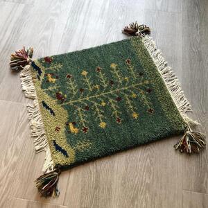 高級手結び絨毯 GABBEH ギャッベ 40×40cm ウール 玄関マット おしゃれ カーペット 絨毯 ハンドノット ギャベ ラグ 段通 キリム 40