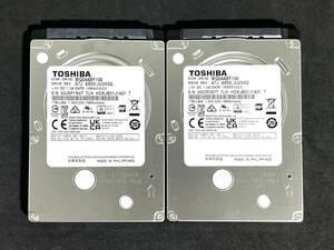 【送料無料】 2個セット ★ 1TB ★　TOSHIBA / MQ04ABF100 【使用時間：2 h＆ 87 h】2023年製 稼働極少 2.5インチ内蔵HDD 7mm厚/SATA 東芝