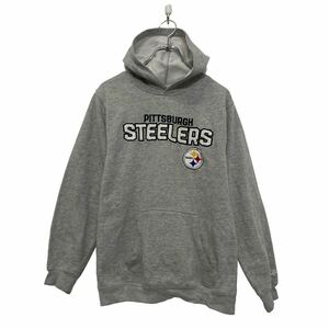 NFL プリント スウェット パーカー エヌエフエル キッズ L グレー アメフト STEELERS 古着卸 アメリカ仕入 a608-6248