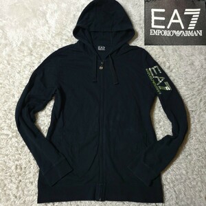 【入手困難/希少XL】 エンポリオ アルマーニ EMPORIO ARMANI イーグルロゴ パーカー ジップアップ フーディー ブラック 黒 大きいサイズ 