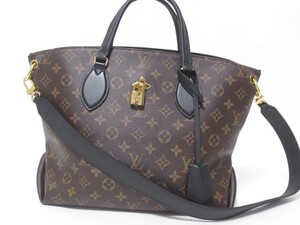 送料無料 LOUIS VUITTON ルイウ゛ィトン モノグラム フラワージップド トートMM トートバッグ ショルダーバッグ 2WAY ブラック M44347 美品