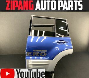 MT034 V78W パジェロ ロング Sエクシード 4WD 左リア ドア ◆D85A21カナルブルーM/クィーンズシルバーP ★変形なし【動画あり】◎