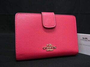 1円 ■極美品■ COACH コーチ F53436 レザー 二つ折り 財布 ウォレット 小銭入れ 札入れ レディース ピンク系 FE0483