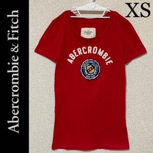 １回着新品同様☆Abercrombie&Fitch 半袖Ｔシャツ XS 赤 レッド アバクロンビー&フィッチ