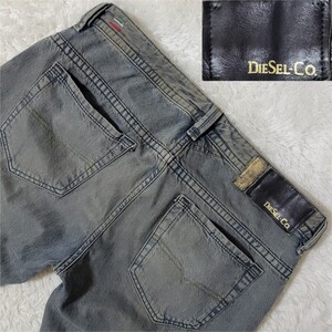 【美品/XL相当】 DIESEL ディーゼル インディゴブルー デニム ヴィンテージ加工 ジーンズ ジーパン パンツ レザーパッチ 33 大きいサイズ