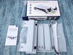 0611u2902　PS5 Slim 専用 横置きスタンド 3段階風速調整冷却ファン PS5 Silm コントローラー 充電スタンド 放熱改善 転倒防止 地震対策