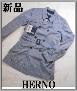 60％OFF!新品★定価13.7万 HERNO 撥水 トレンチコート イタリア製 50サイズ メンズ 総柄 ヘルノ レインコート スプリングコート