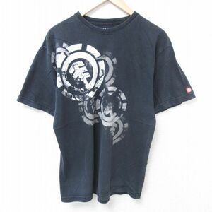 L/古着 半袖 Tシャツ メンズ エレメント コットン クルーネック 黒 ブラック 24jun06 中古