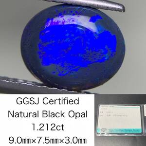 ブラックオパール 1.212ct 宝石ソーティング付き 9.0×7.5×3.0 ルース（ 裸石 ） 3446Y