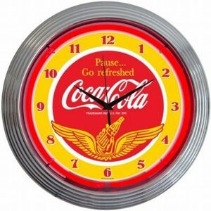 コカコーラCoca-colaWINGS ネオンクロック レトロ 壁掛時計 Coca-Colaライセンス品【新品】即決価格