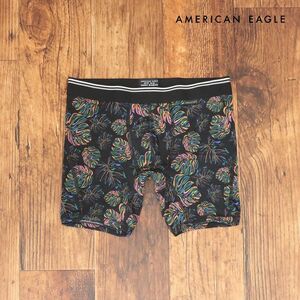 AMERICAN EAGLE/XSサイズ/ボクサーパンツ 0237-3588 ストレッチ 快適 ボタニカル柄 トランクス 新品/黒/ブラック/ih203/