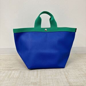 良品 Herve Chapelier エルベシャプリエ レザー 舟型 トートバッグ ハンドバッグ バッグ TOTE BAG HAN BAG MADE IN FRANCE ブルー 系 610