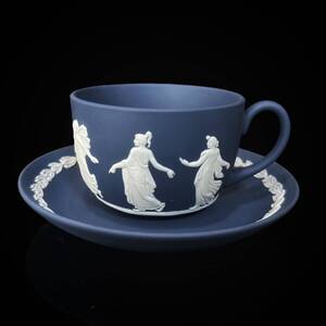 ★希少カラー★ WEDGWOOD ウェッジウッド ジャスパー カップ&ソーサー ポートランドブルー ネイビー ダンシングアワー