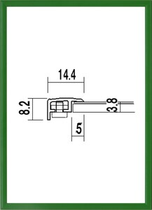 OA額縁 ポスターパネル アルミフレーム UVカットPET付 5015 かるフレーム A4サイズ 297X210mm グリーン