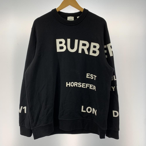 【中古】BURBERRY 21SS ホースフェリープリント クルーネックスウェット サイズL ブラック バーバリー 8040695[240019462429]