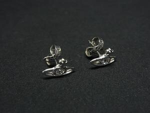 1円 ■美品■ Vivienne Westwood ヴィヴィアンウエストウッド オーブ ラインストーン ピアス アクセサリー シルバー系 FL2496