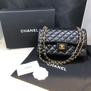 CHANEL シャネル マトラッセ ラムスキン チェーンショルダーバッグ チェーン ココマーク ダブルフラップ ブラック 黒 ターンロック【美品】